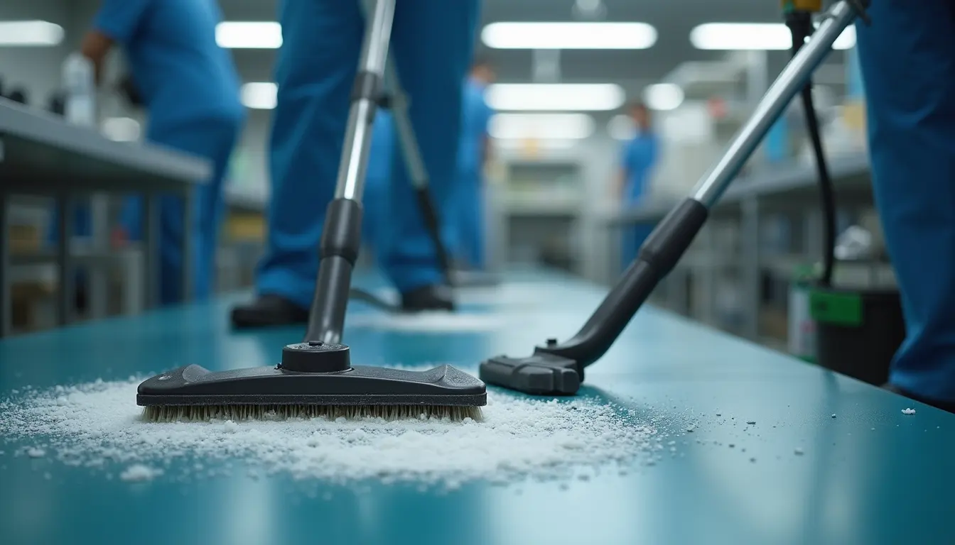 Eye-level view of cleaning equipment in use