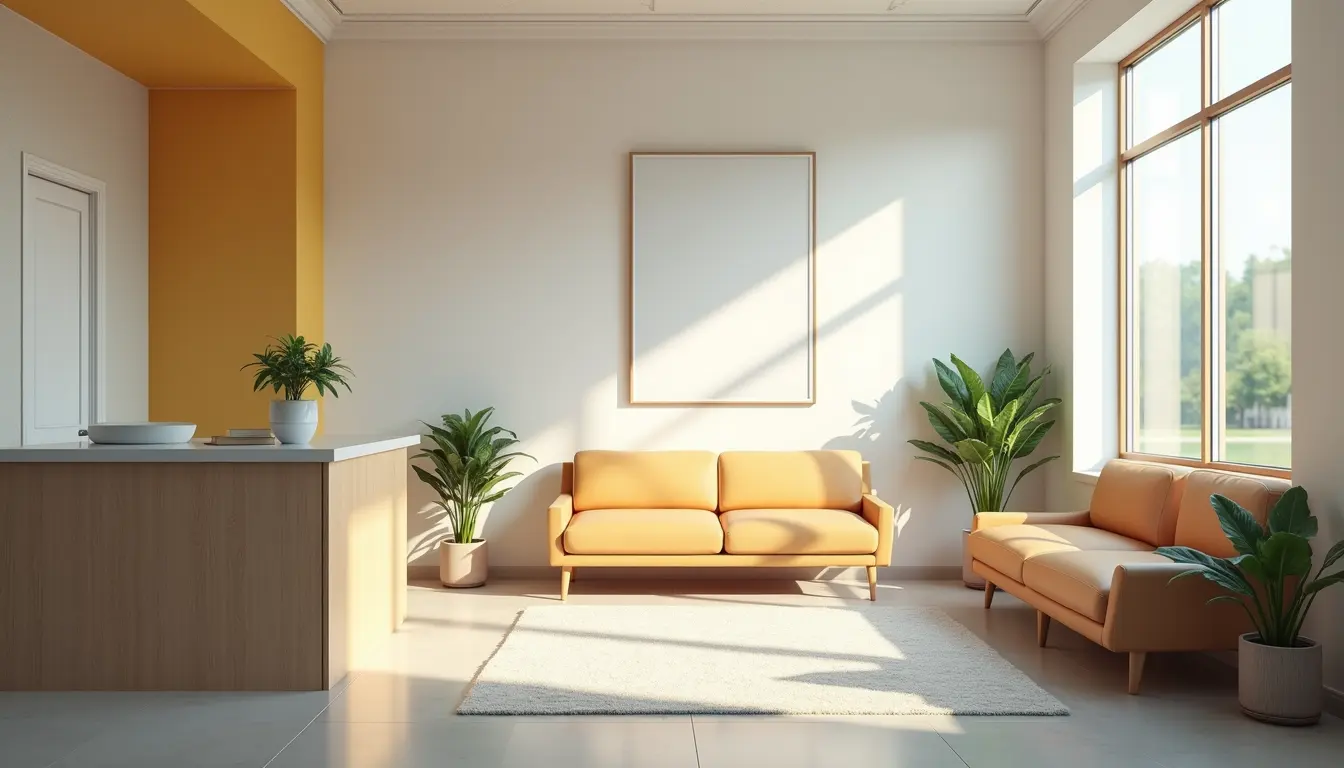 High angle view of a bright and inviting break room