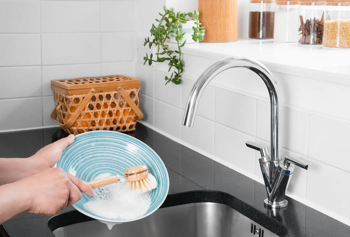 cleaning dishes