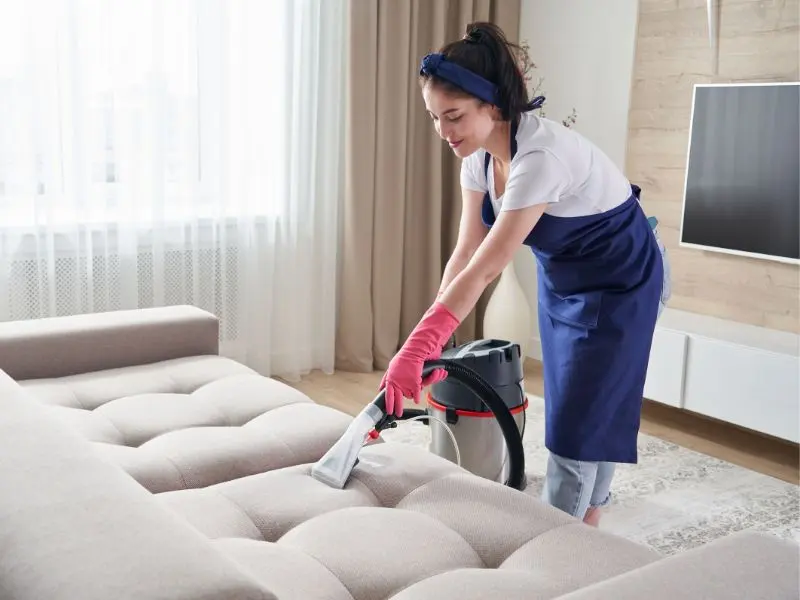 Steam cleaning carpets to remove dirt and allergens